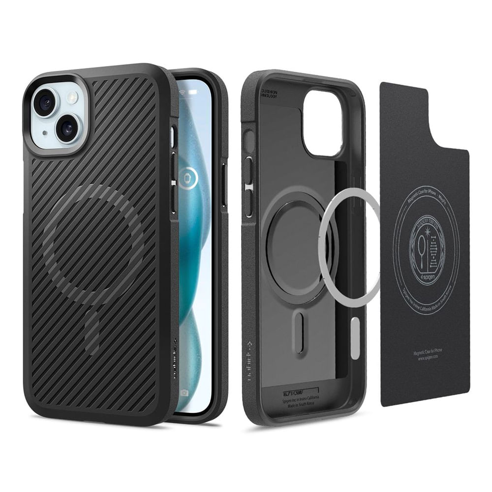 Imagen 2 del producto Case para iPhone 15 Core Armor MagFit, color negro mate, diseño delgado, protección resistente