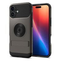 Case para iPhone 16 Plus Slim Armor MagFit, color gunmetal, doble capa, protección reforzada con MagSafe