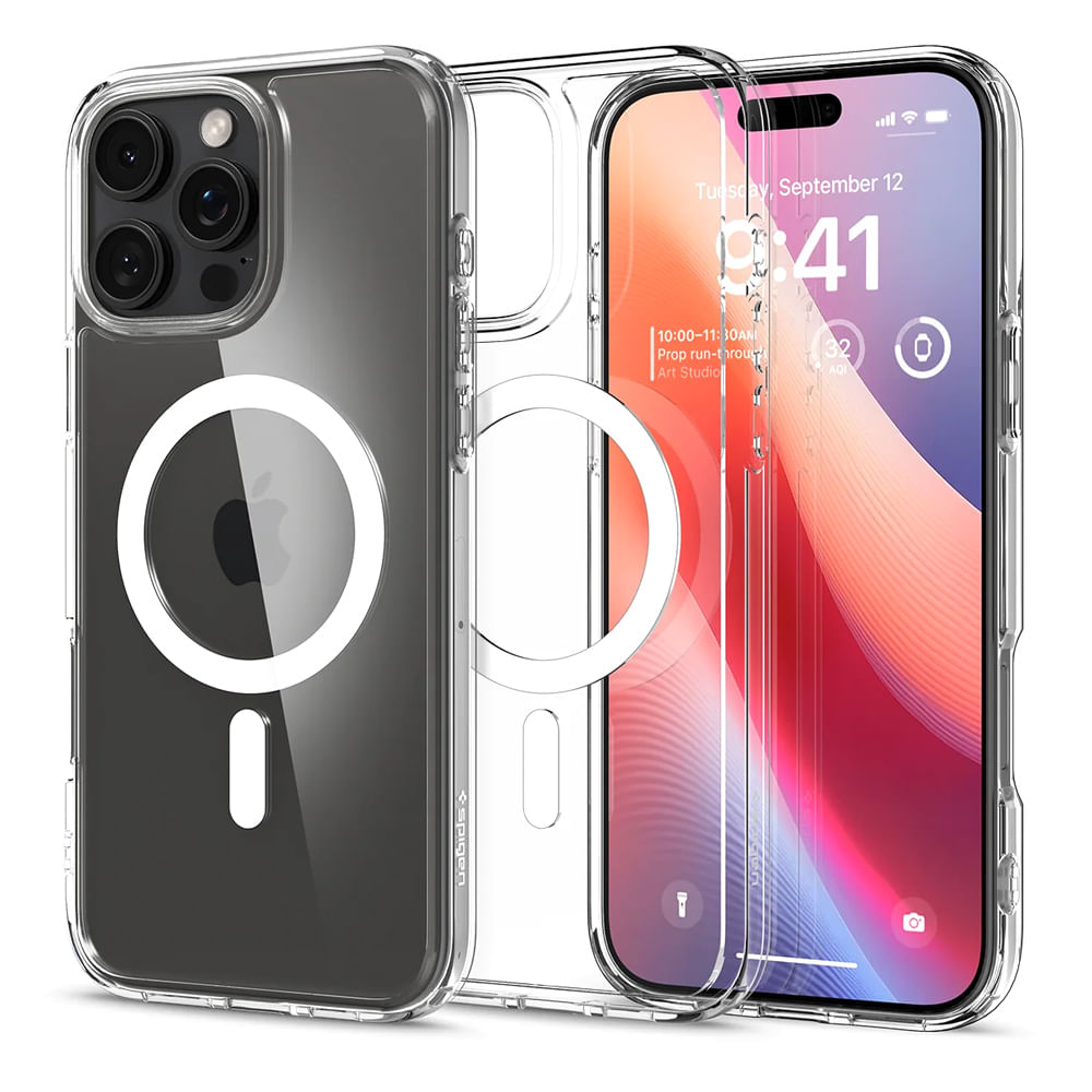 Case para iPhone 16 Pro Ultra Hybrid MagFit, color blanco, transparente, con MagSafe y protección de cámara