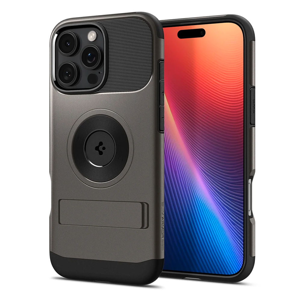 Case para iPhone 16 Pro Slim Armor MagFit, color gunmetal, diseño delgado, resistente a golpes, con MagSafe