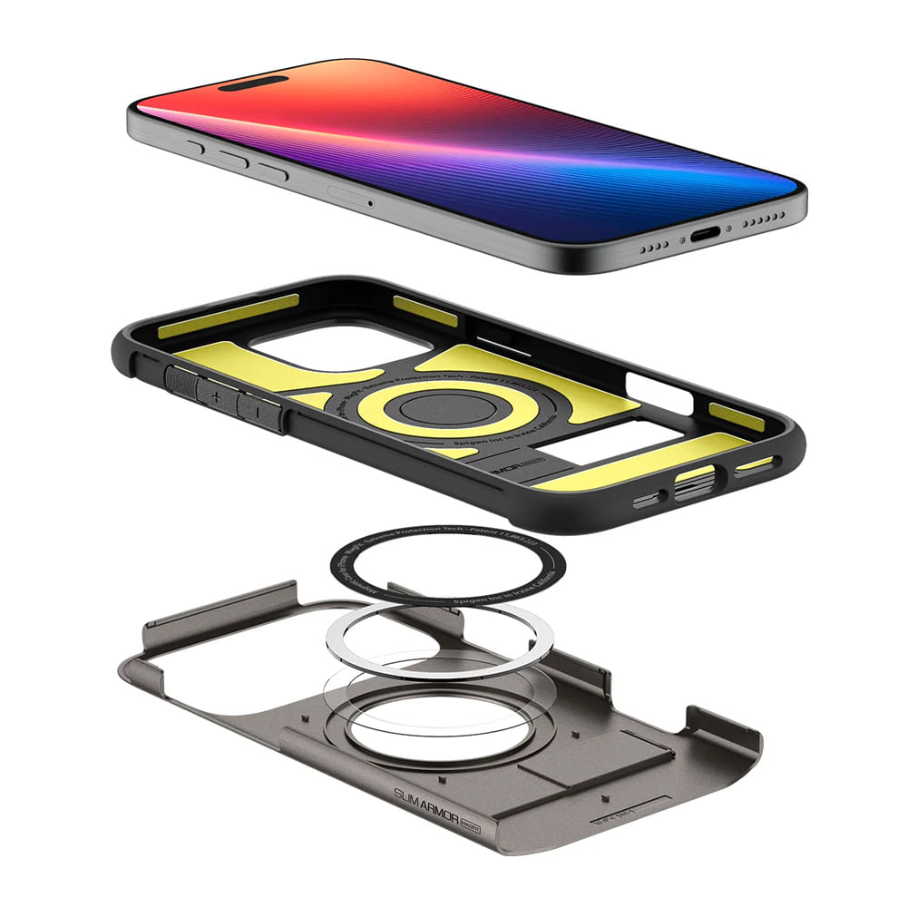 Imagen 2 del producto Case para iPhone 16 Pro Slim Armor MagFit, color gunmetal, diseño delgado, resistente a golpes, con MagSafe