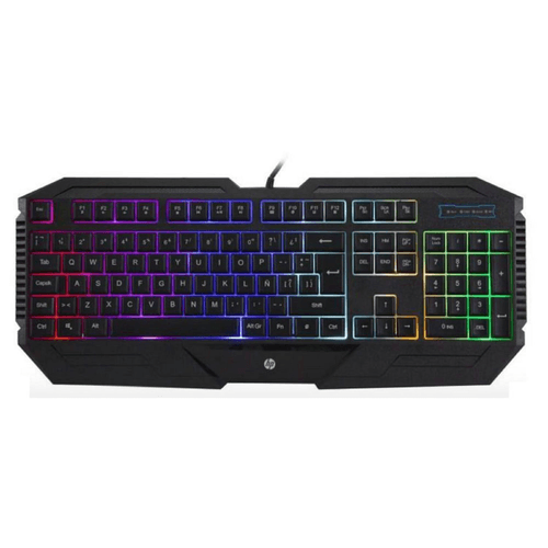 Teclado gamer HP K110 rainbow, membrana, 104 teclas, RGB, negro