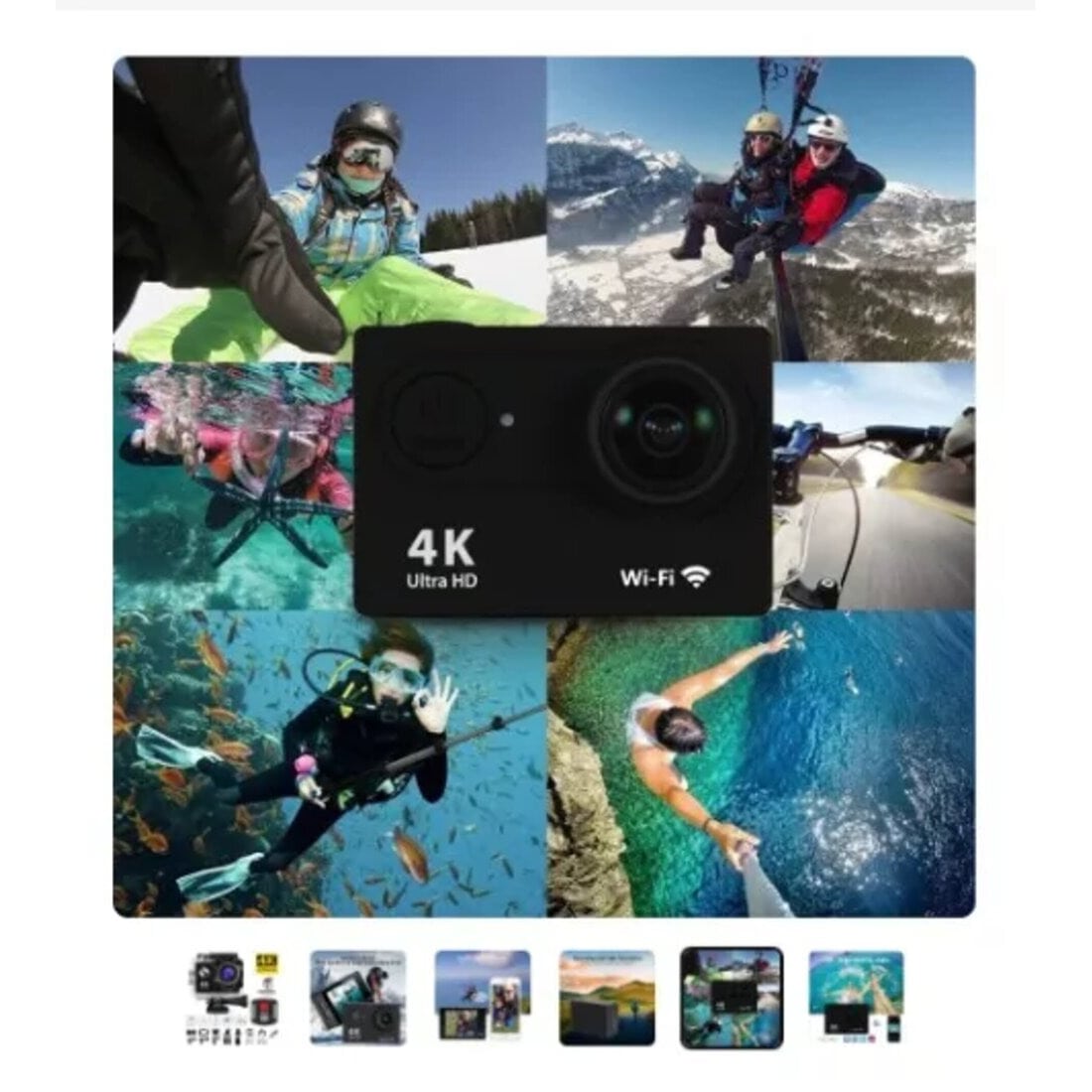 Imagen 2 del producto Cámara deportiva de acción 4K 16MP, acuático, deportes, videos, negro