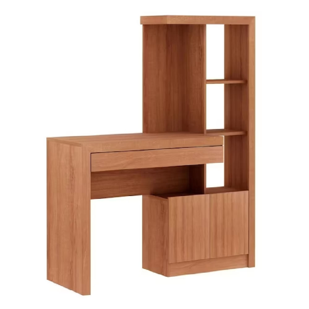 Escritorio Nolan almendra Mobelart, con estantes, fácil de armar