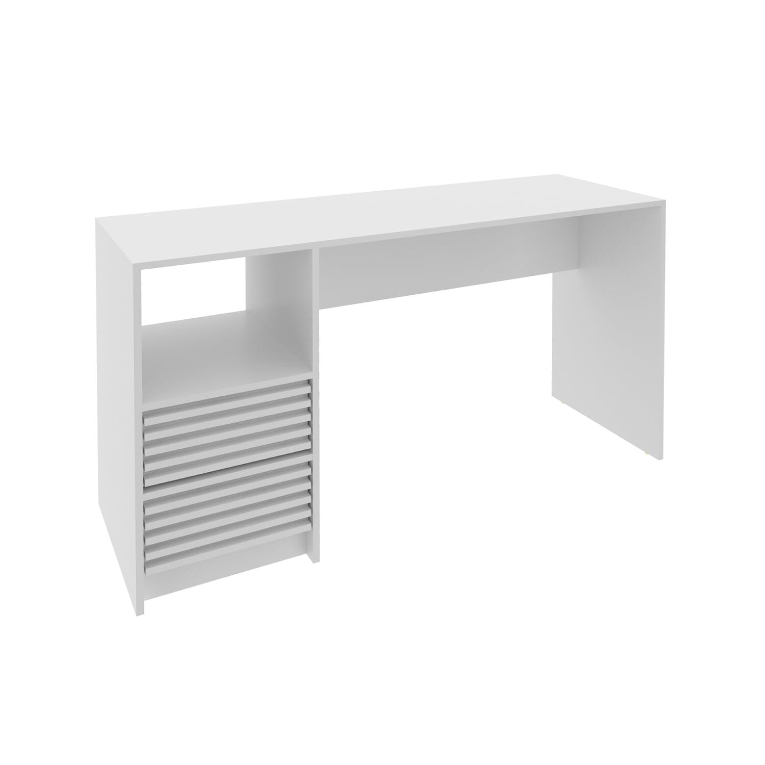 Escritorio Coleman Mobelart, manijas metálicas, blanco