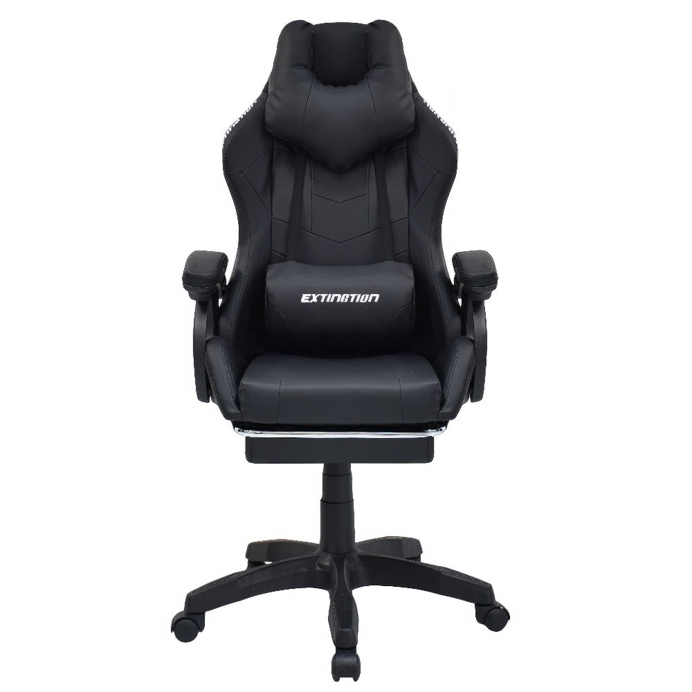 Silla gamer Extingtion Sapp reclinable 135°, reposapiés, gamuza y cuerina, negro