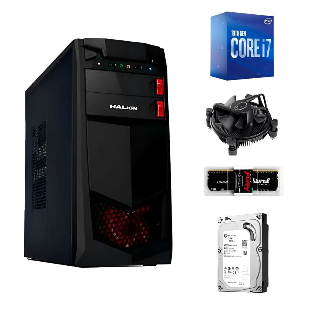 PC Intel Core i7-10TH + Ram 16GB Disco 1TB + FreeDos + Case 400W