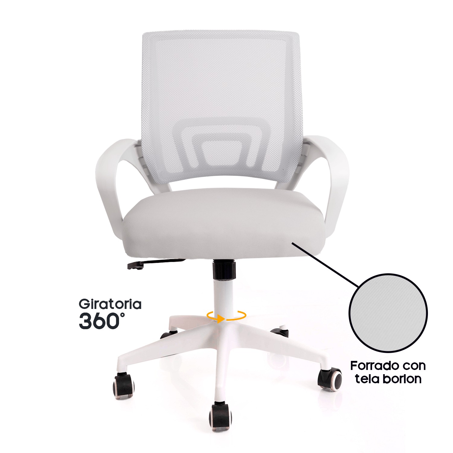 Imagen 2 del producto Silla de Oficina Jane con Soporte Lumbar, carga máx. 100kg, 5 ruedas, blanco con gris