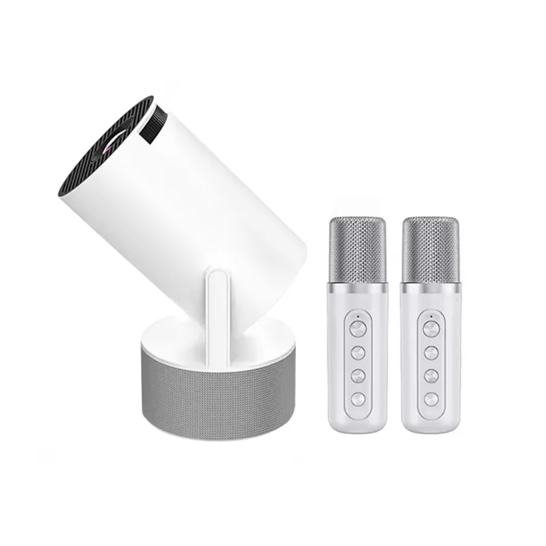 Proyector karaoke portátil, luces LED, micrófono incluido, proyector HD 1080P