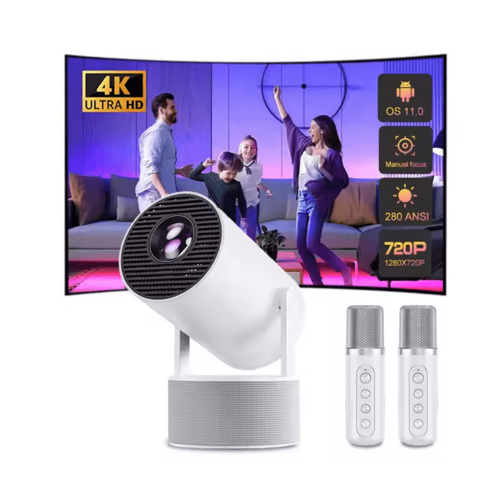 Imagen 2 del producto Proyector karaoke portátil, luces LED, micrófono incluido, proyector HD 1080P