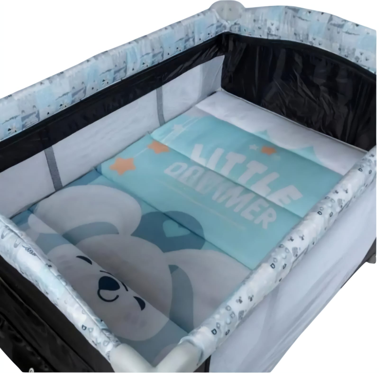 Imagen 2 del producto Cuna corral Sally Ebaby para bebé, función mecedora, azul