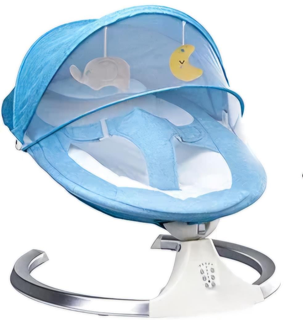 Mecedora Baby para bebé eléctrica, con control remoto, bluetooth, celeste