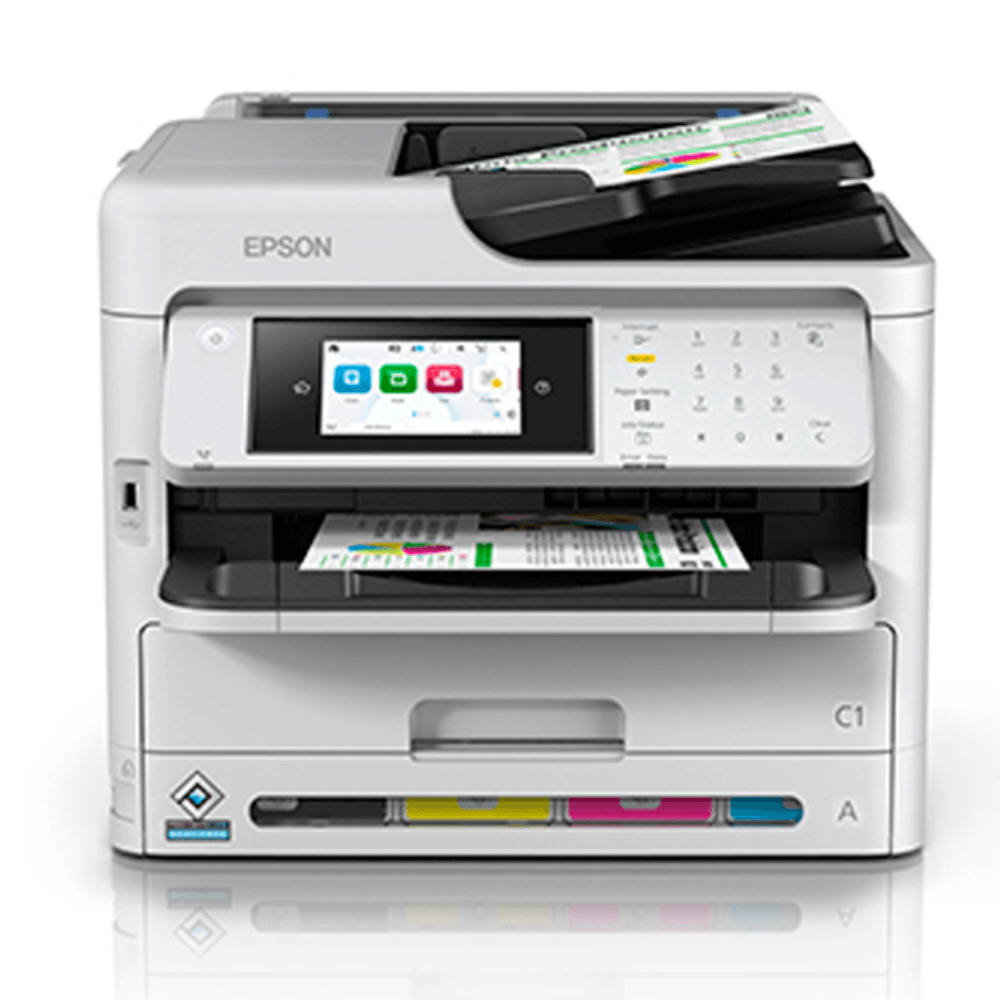 Impresora Epson WorkForce Pro WF-C5810 multifuncional, Wi-Fi, inalámbrica, inyección de tinta, recargables, gris