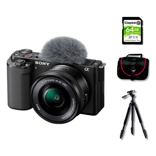 Cámara Sony ZV-E10 Mirrorless + Lente 16-50mm + Kit Deluxe