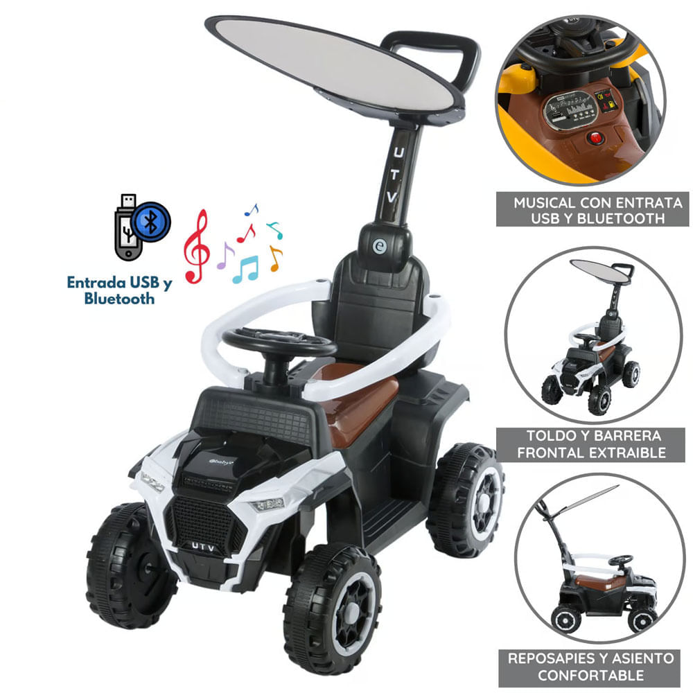 Imagen 2 del producto Cuatrimoto Ebaby, musical con luces y sombrilla, blanco - EB351