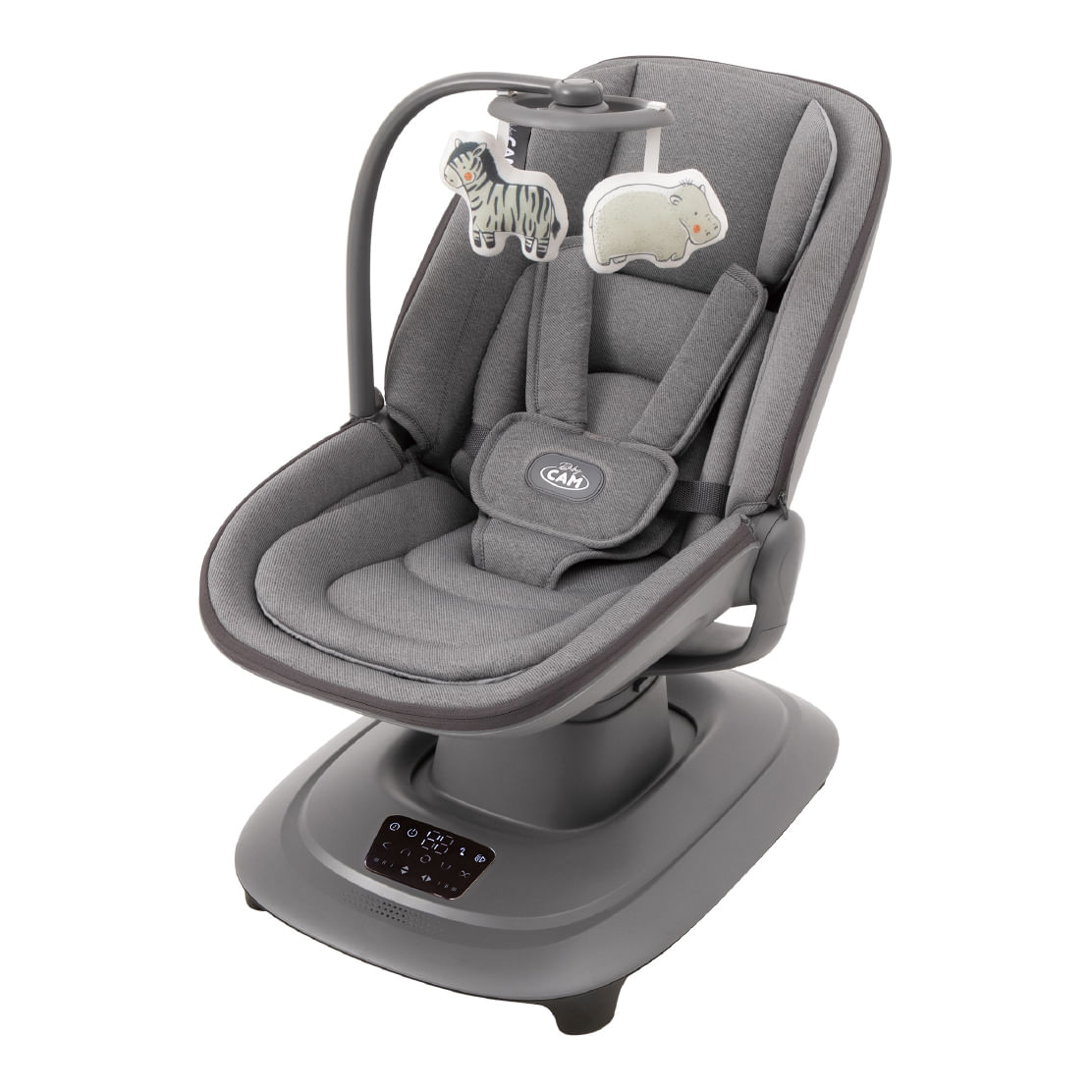 Mecedora eléctrica Baby Cam rocking chair, panel táctil, respaldar reclinable, gris oscuro