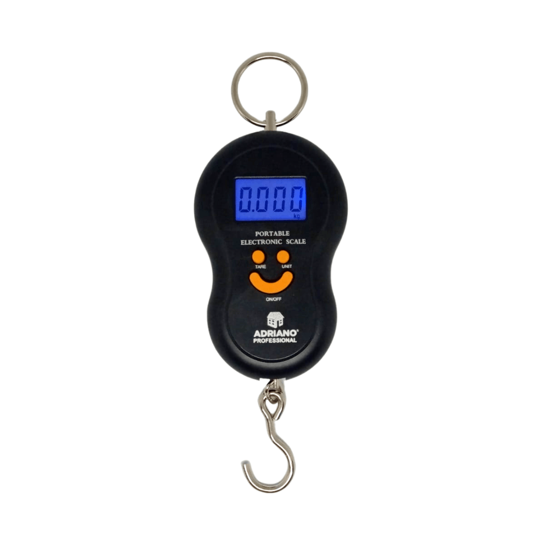 Balanza digital gramera, tipo romana 50kg para equipajes, pantalla LCD, negro