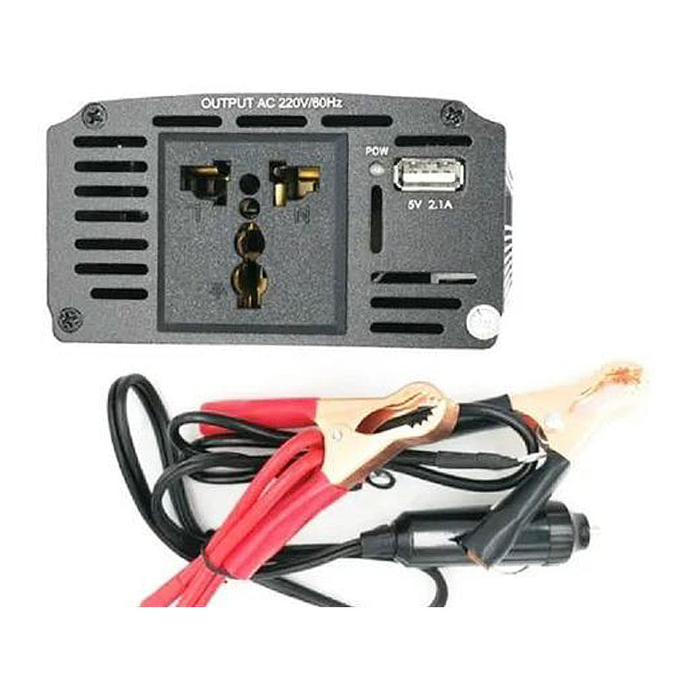 Imagen 2 del producto Inversor de corriente 220W para auto, salida AC 220V, 2 puertos USB, portátil, ideal para celulares, laptops y equipos de baja carga