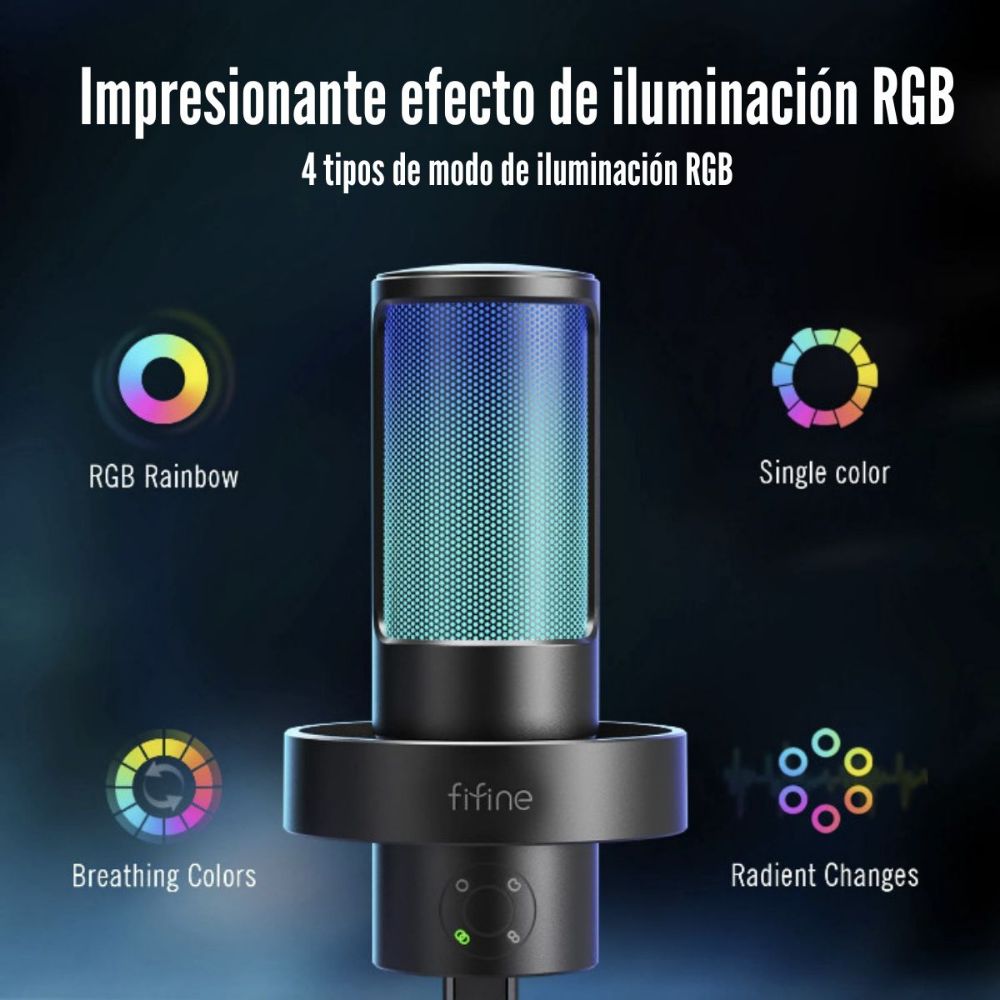 Imagen 2 del producto Micrófono Fifine Ampligame A8 Plus RGB 4 Patrones - Negro