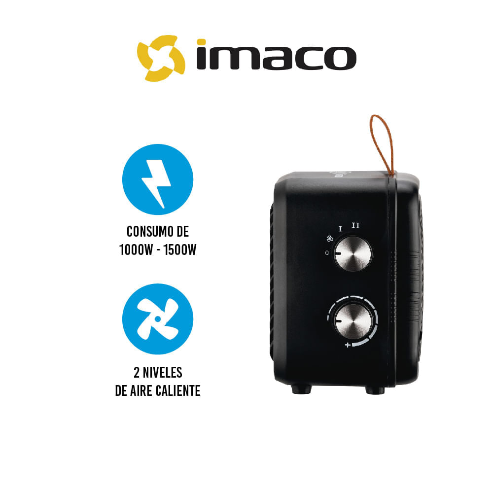 Imagen 2 del producto Termoventilador Imaco portátil, 1500W, negro - ITC1510