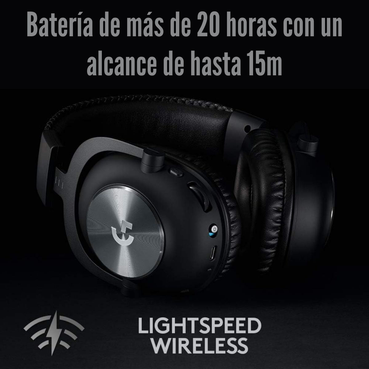 Imagen 2 del producto Audífono gamer Logitech G Pro X Wireless Lightspeed Blue Voice, negro