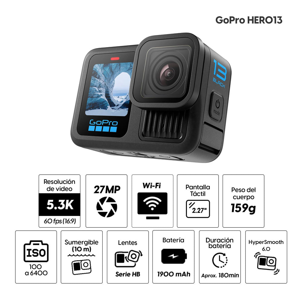 Imagen 2 del producto Cámara de acción GoPro Hero 13 Black Bundle (Cámara de acción + Large Tube Mount)