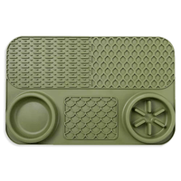 Comedero lento silicona antideslizante, anti ansiedad para perros y gatos, Lick Mat interactivo, verde