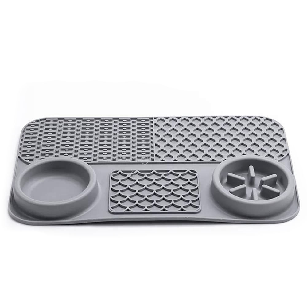 Comedero Anti Ansiedad, antideslizante, interactivo Lick Mat, gris