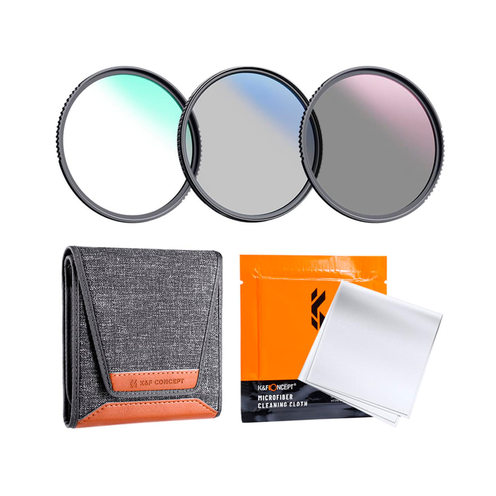 Kit de filtros K&F Concept 82mm UV+CPL+ND4, vidrio japonés, bolsa y paño incluidos