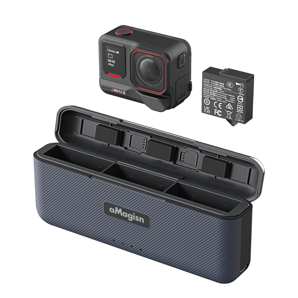 Cargador Amagisn para Insta360 Ace Pro 2, iones de litio, negro