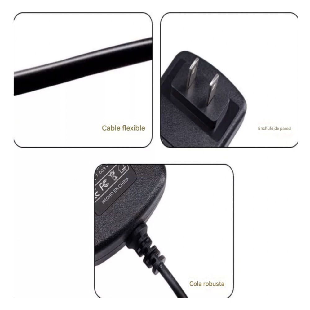 Imagen 2 del producto Cargador 9V, adaptador de corriente, fuente de alimentación, negro