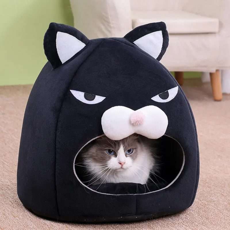 Imagen 2 del producto Cama cueva para gato, talla S, poliéster, negro