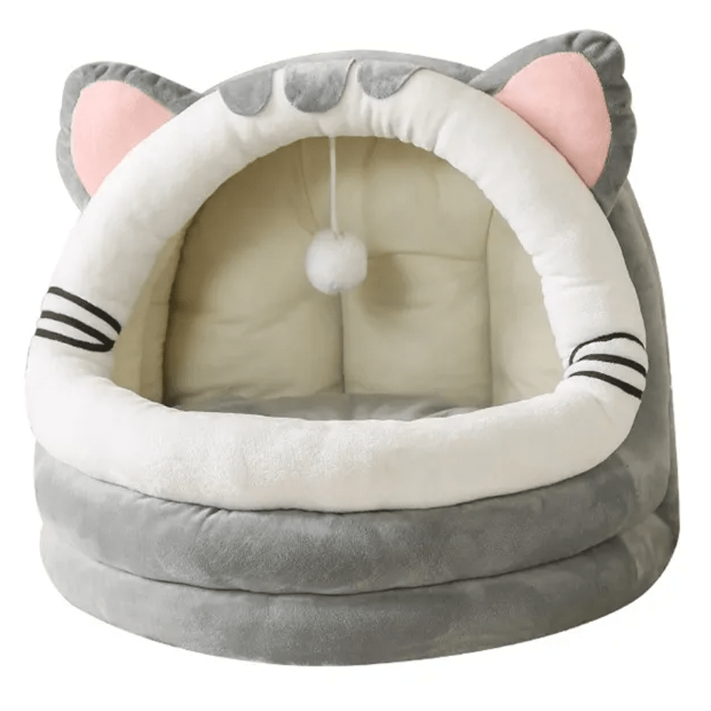 Cama para gato, estructura acolchada, poliéster, gris