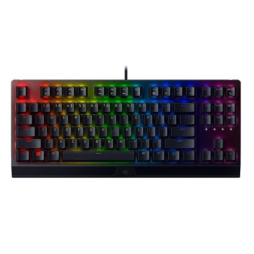 Teclado gamer Razer Blackwidow V3 TKL mecánico, alámbrico, switches Yellow, conexión usb, 87 teclas, luces Chroma RGB