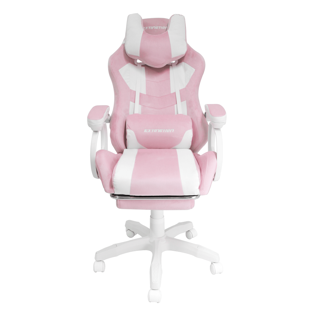 Silla Gamer Extingtion Sapp, ergonómica con reposapiés, estilo premium, rosado