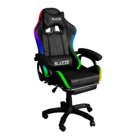 Silla gamer Blazze Loot RGB, reclinable 135°, masajeador lumbar, reposapiés con luces, negro