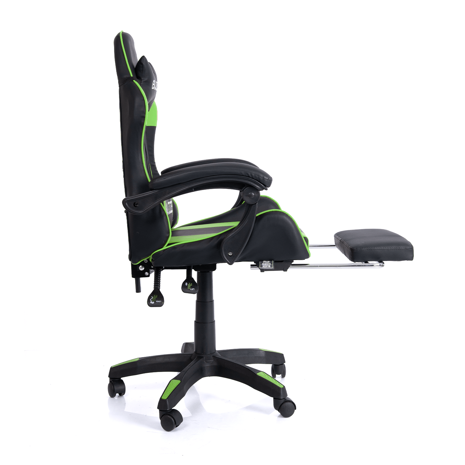 Imagen 2 del producto Silla Gamer Blazze Loot, reclinable 135°, masajeador lumbar, reposapiés, verde
