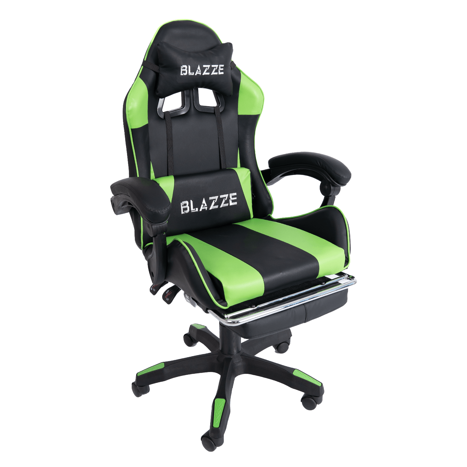 Silla Gamer Blazze Loot, reclinable 135°, masajeador lumbar, reposapiés, verde