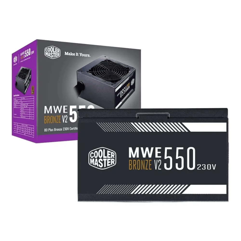 Fuente de poder Cooler Master MWE 550 V2, 230V, 550W, 80 PLUS Bronze, negro