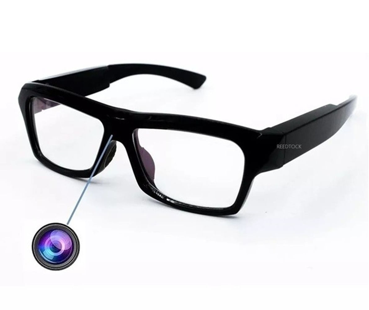 Lentes con cámara espía FHD, audio, micrófono, negro