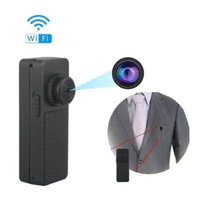 Botón con cámara espía Wi-Fi, 2K, micrófono, negro