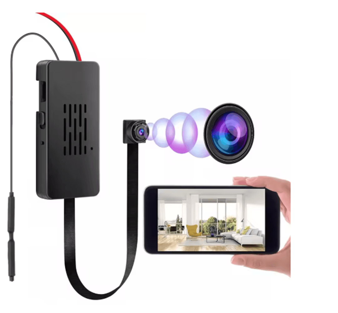 Botón cámara espía 4k, espía, micrófono, negro