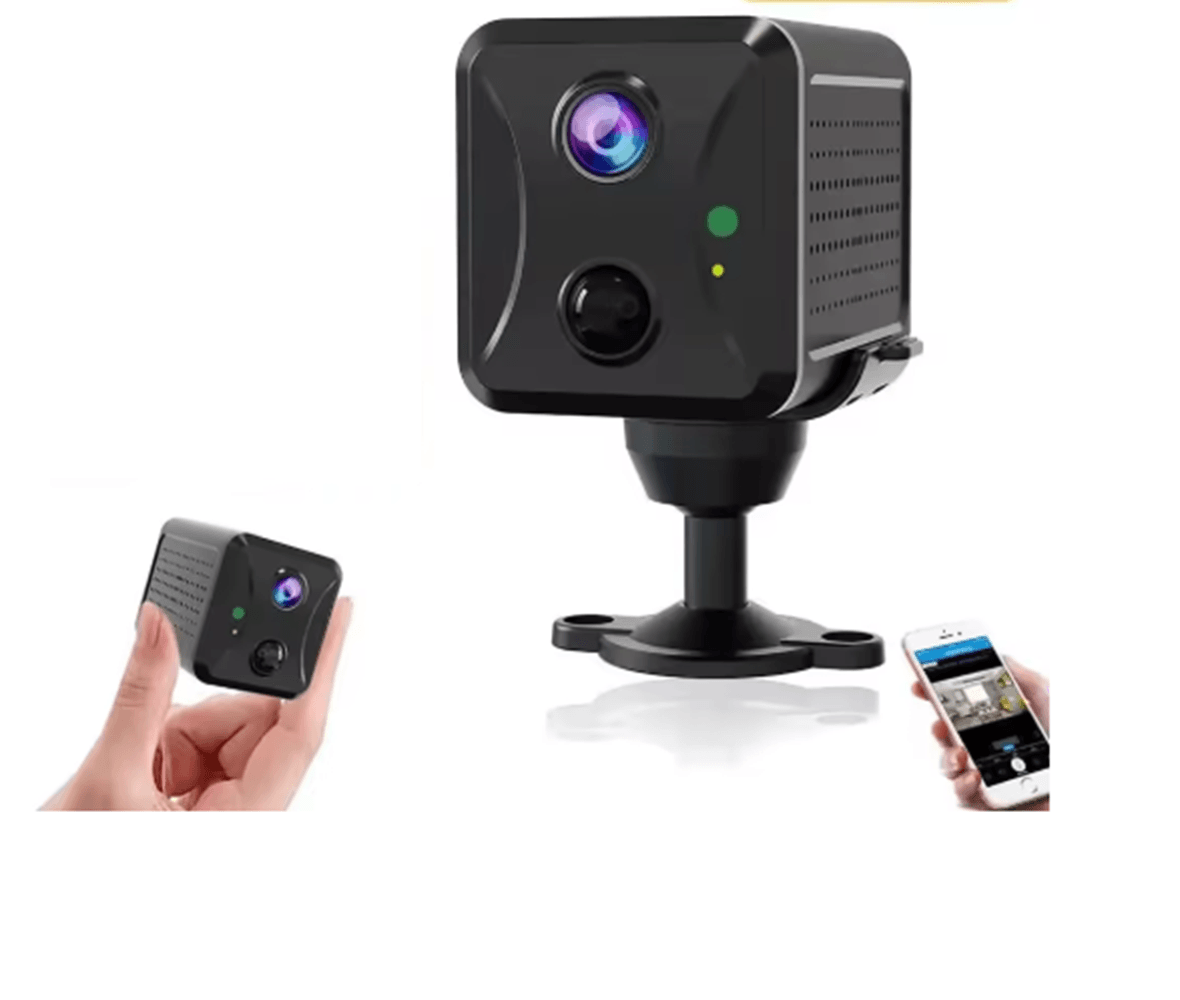 Cámara espía Wi-Fi, visión nocturna, con batería de larga duración, negro