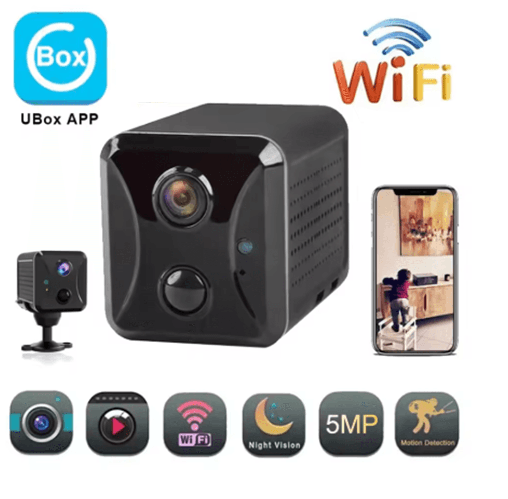 Imagen 2 del producto Cámara espía Wi-Fi, visión nocturna, con batería de larga duración, negro