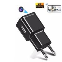 Cámara cargador de teléfono espía Wi-Fi FHD, negro