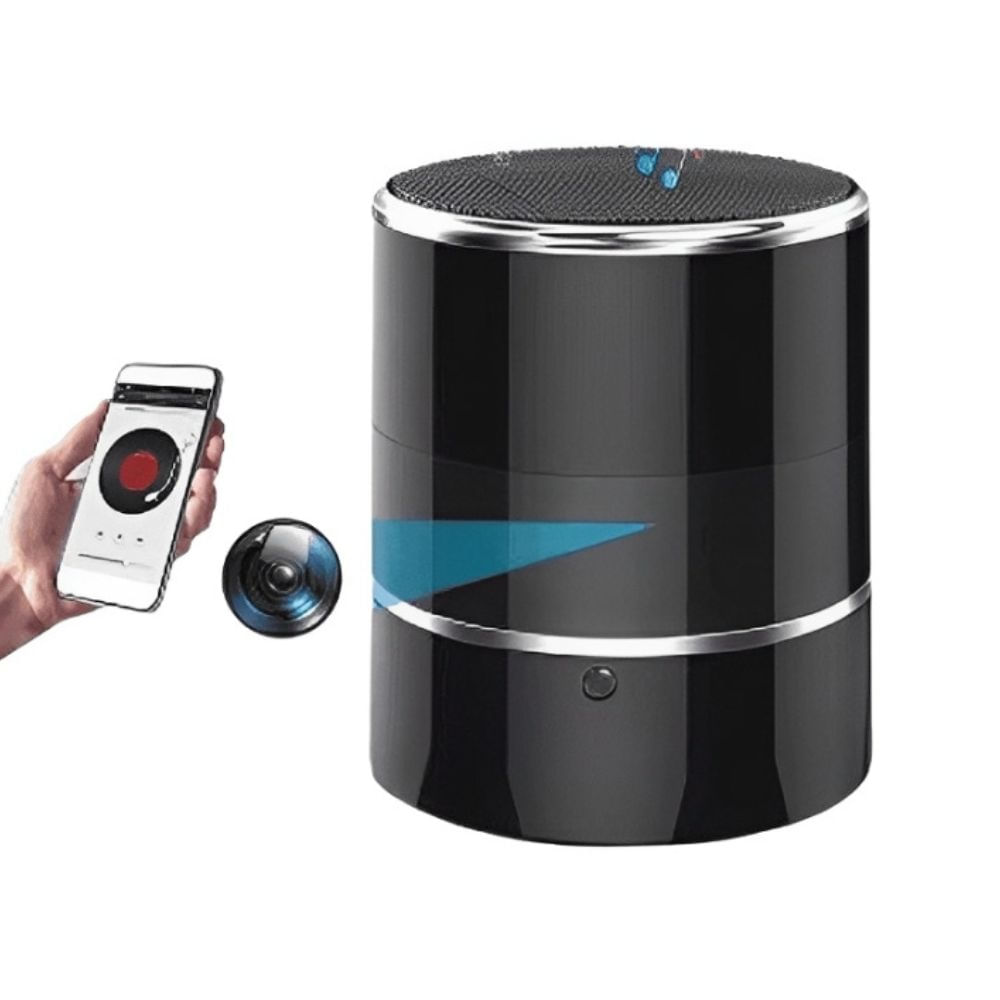 Cámara espía Wi-Fi, parlante altavoz, 300° giratoria, negro