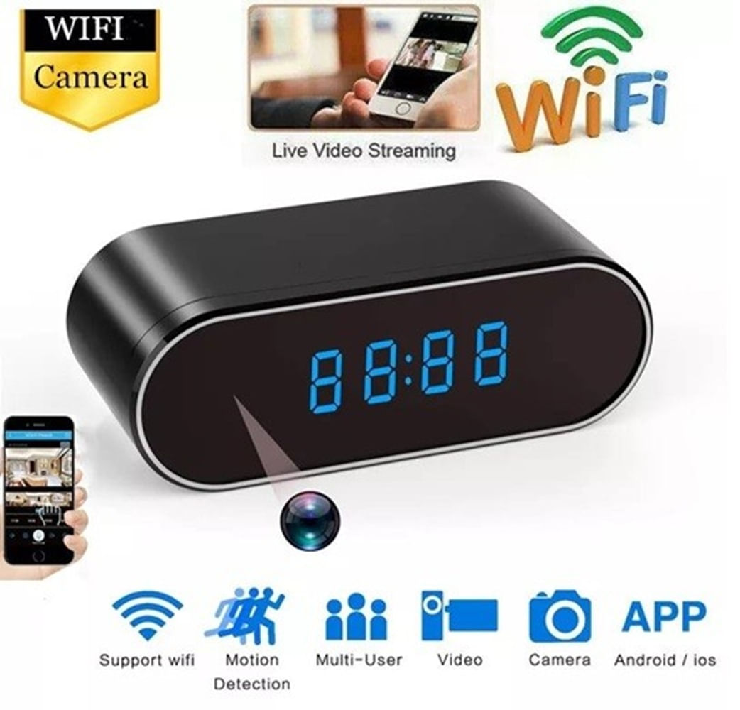 Imagen 2 del producto Reloj de escritorio espía FHD, Wi-Fi, controla desde móvil, negro