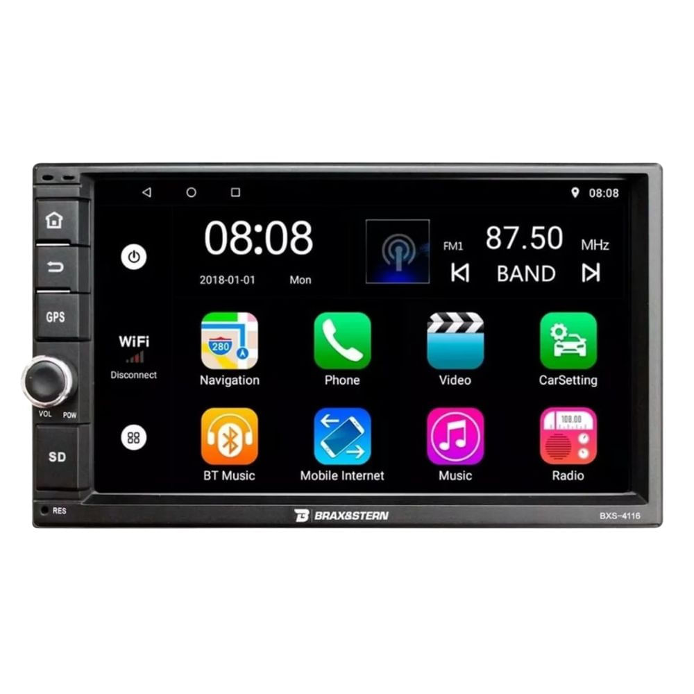 Autoradio Brax&Stern sistema Android, Bluetooth, GPS, Wi-Fi, pantalla 7'' HD, negro - BXS-4116