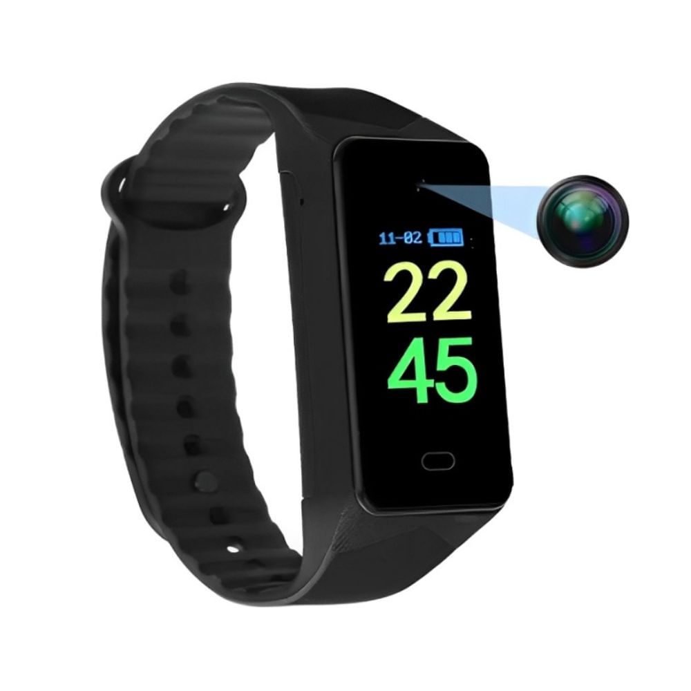 Reloj de mano con cámara espía FHD, micrófono, inalámbrica, negro