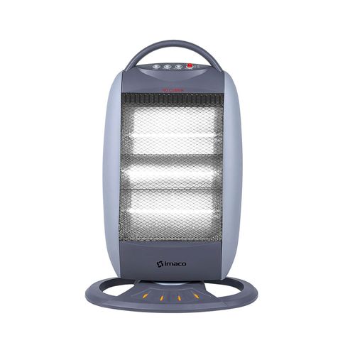 Estufa halógena Imaco HH1200, 1200W, 3 niveles, 20m², oscilación 120°, seguridad antivuelco